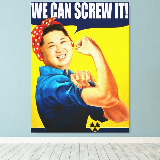 Funny Kim Jong Un Poster "We kunnen het" Remake Canvas Afdruk (Insitu (Houten vloer))