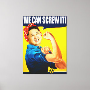 Funny Kim Jong Un Poster "We kunnen het" Remake Canvas Afdruk