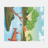 Funny Kind Loves to Fish, Vist kinderen Vissersma Fleece Deken (Voorkant (Horizontaal))