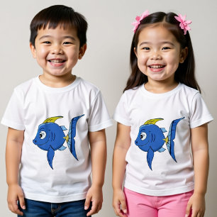 Funny kinder cartoon blauw en gele hoekvis