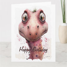 Funny Kinder Cute and Lovable Pink Dinosaur Birthd