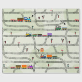 Funny kinder naadloze patroonspoorlijn met locomot cadeaupapier (Vlak)