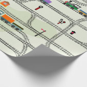 Funny kinder naadloze patroonspoorlijn met locomot cadeaupapier (Hoek)