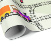 Funny kinder naadloze patroonspoorlijn met locomot cadeaupapier (Rol Hoek)