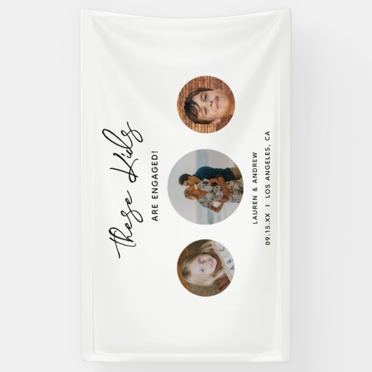 Funny Kinder School Photo Engagement Party Welkom Spandoek (Verticaal)