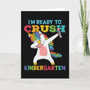 Funny Kindergarten Kind Back School Unicorn Dabbin Kaart