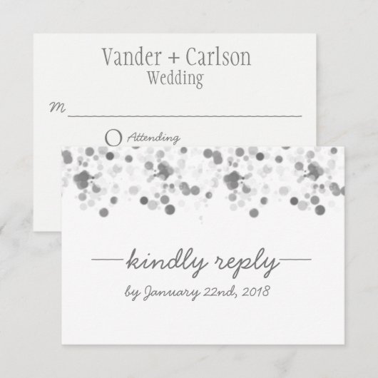 Funny Kindly Reply Polka Dots Wedding RSVP Card Kaartje (Voorkant / Achterkant)