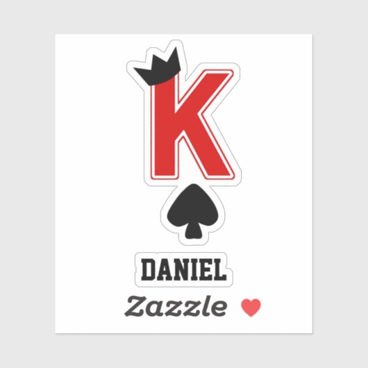 Funny King Letter K Kaart Crown Symbool Aangepaste Sticker (Vel)