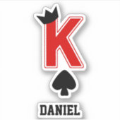 Funny King Letter K Kaart Crown Symbool Aangepaste Sticker (Voorkant)