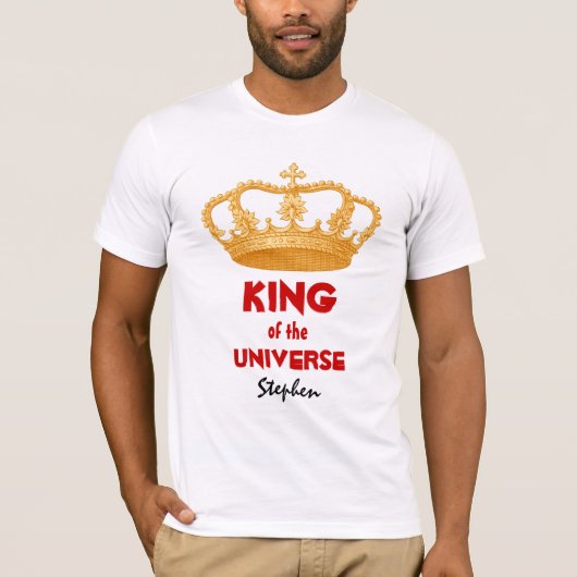 Funny King of the Universe Name Gold Crown 34V T-shirt (Voorkant)