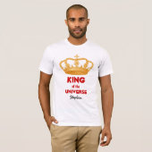 Funny King of the Universe Name Gold Crown 34V T-shirt (Voorkant volledig)
