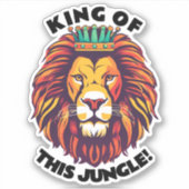 Funny King van dit Oerwoud Waterdicht Sticker (Voorkant)