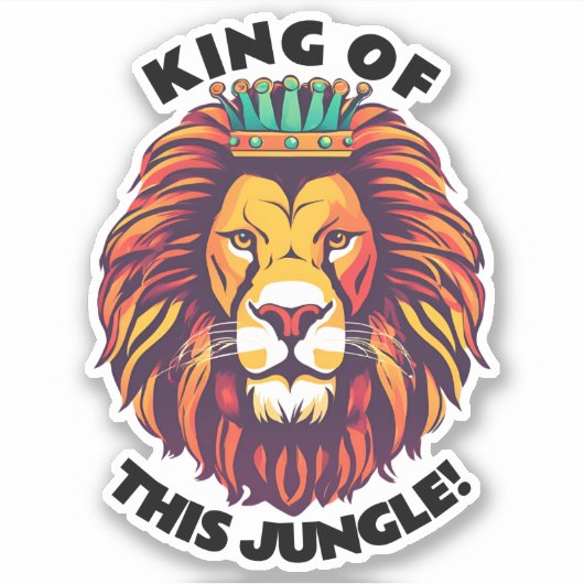 Funny King van dit Oerwoud Waterdicht Sticker (Voorkant)