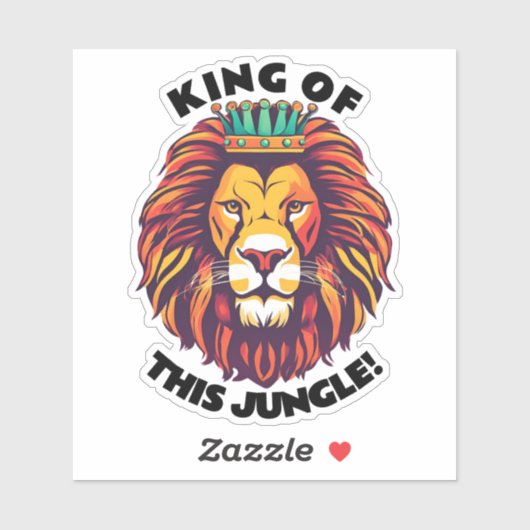 Funny King van dit Oerwoud Waterdicht Sticker (Vel)