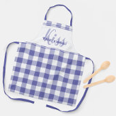 Funny Kiss De Cook Quote Gingham Check Periwinkle Schort