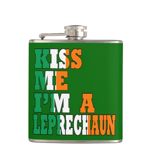 Funny Kiss, ik ben een leprechaun Heupfles (Voorkant)