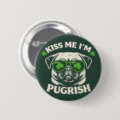 Funny Kiss Me I'm Pugrish St. Patrick's Day Dog Ronde Button 5,7 Cm (Voorkant /achterkant)
