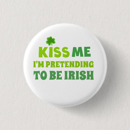 Funny Kiss me St Patricks Day Ronde Button 3,2 Cm (Voorkant)