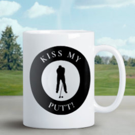 Funny Kiss My Putt Golfer Humor Silhouette Black Koffiemok