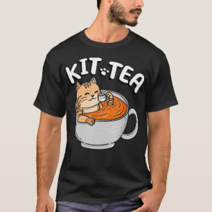 Funny KIT TEA Kitty Cat Kitten Tea Drinker Pet Par T-shirt