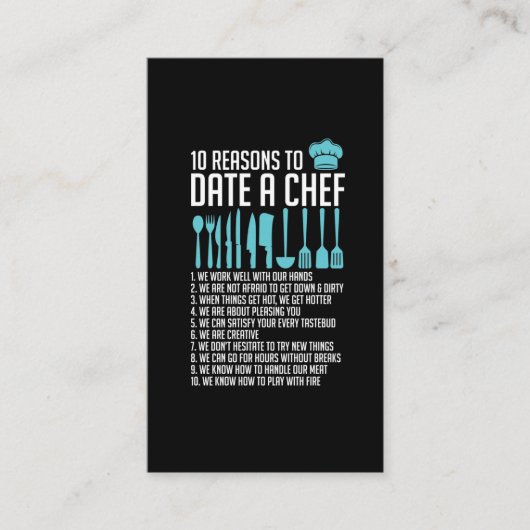 Funny Kitchen Chef Dating Humor Single Cook Visitekaartje (Voorkant)