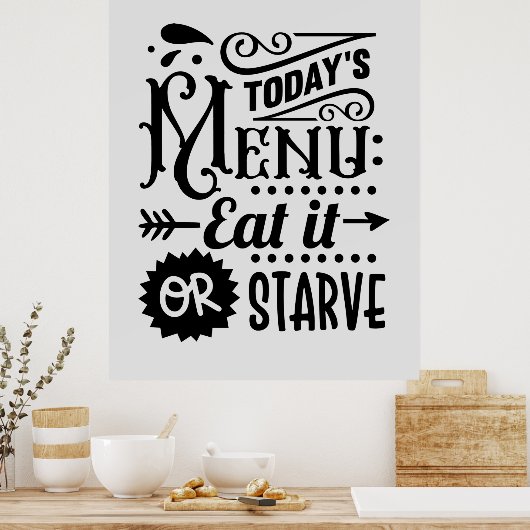 funny kitchen menu word art poster (Keuken)