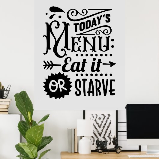 funny kitchen menu word art poster (Thuiskantoor)