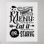funny kitchen menu word art poster (Voorkant)