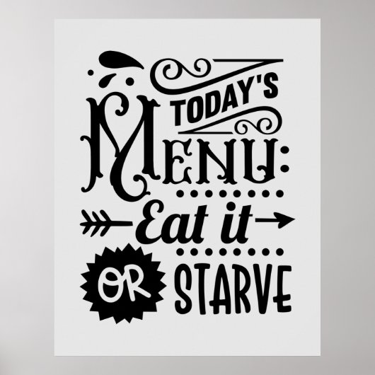funny kitchen menu word art poster (Voorkant)