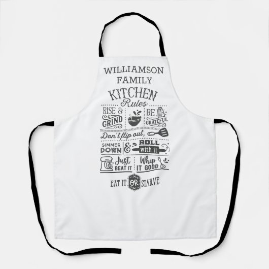 Funny Kitchen Rules Subway Art gepersonaliseerd Schort (Voorkant)