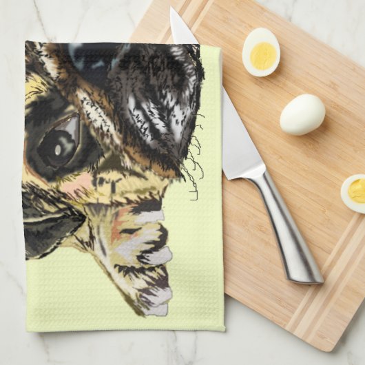 Funny Kitchen Towel met Pug Dog - Uw kleuren Theedoek (Quarter Fold)