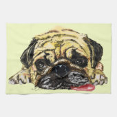 Funny Kitchen Towel met Pug Dog - Uw kleuren Theedoek (Horizontaal)