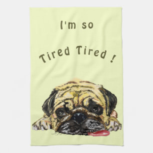 Funny Kitchen Towels Pug Dog - Uw kleuren - Tekst Theedoek