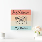 Funny Kitchen Wall Decor Vierkante Klok (Huis)