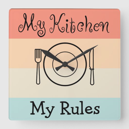 Funny Kitchen Wall Decor Vierkante Klok (Voorkant)