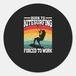 Funny Kite Surfing Board, geboren voor keukens Ronde Sticker