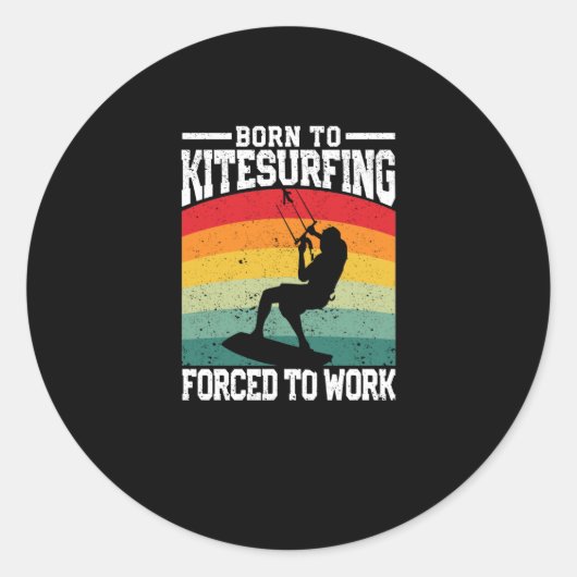 Funny Kite Surfing Board, geboren voor keukens Ronde Sticker (Voorkant)