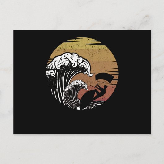 Funny kitesurfing waves windsurfboarding briefkaart (Voorkant)