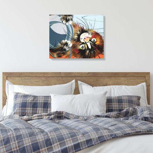 Funny Kitten Canvas Afdruk (Insitu (Slaapkamer))