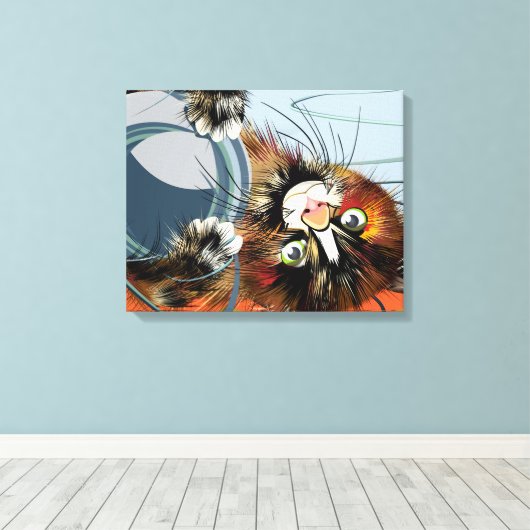 Funny Kitten Canvas Afdruk (Insitu (Houten vloer))
