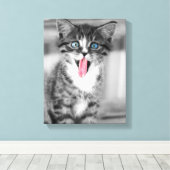 Funny Kitten Canvas Afdruk (Insitu (Houten vloer))