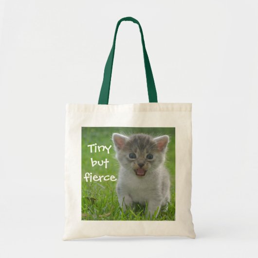 Funny Kitten Caption Tiny maar Fierce Tote Bag (Voorkant)