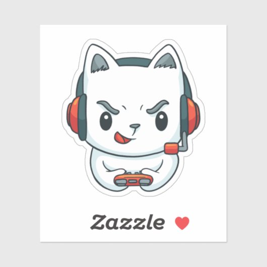 Funny Kitten Gamer Sticker (Vel)