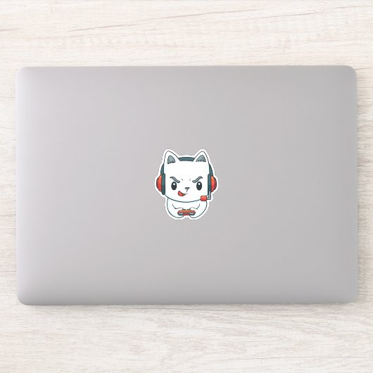 Funny Kitten Gamer Sticker (Computer)