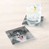 Funny Kitten Glazen Onderzetter (Schuin)