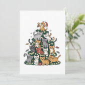 Funny Kitten Kerstboom Kat Huisdier Dierenvriend Aankondiging (Staand voorkant)