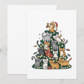 Funny Kitten Kerstboom Kat Huisdier Dierenvriend Aankondiging (Voorkant / Achterkant)