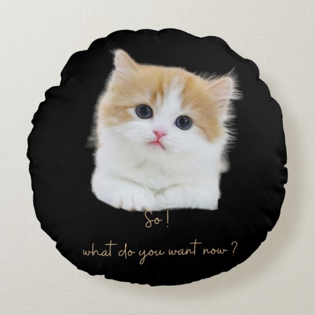 Funny Kitten Sassy Quote Round Throw Pillow Rond Kussen (Voorkant)