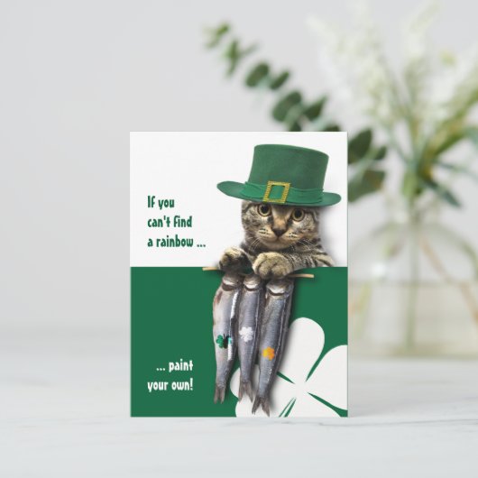 Funny Kitten St. Patrick's Day Custom Briefkaart (Staand voorkant)