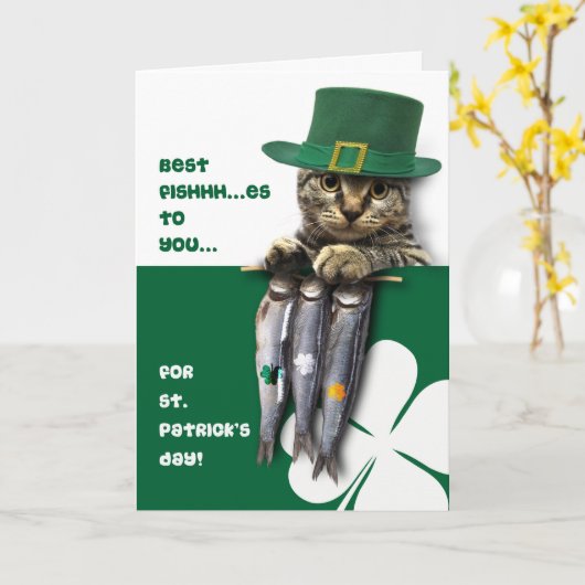 Funny Kitten St. Patrick's Day Wenskaarten Kaart (Gele Bloem)